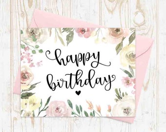 Floral Birthday Card, Pretty Birthday Card, Best Friend Birthday Card, Birthday Card For Mom, Birthday Card For Her, Cute Birthday Card