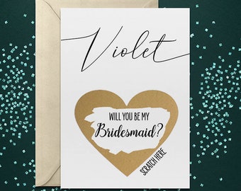 Custom Bridesmaid Scratch Off Will you be my Bridesmaid Scratch Off Card - Maid of Honor, Bridesmaid Proposal with Metallic Envelope