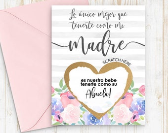 Spanish Pregnancy announcement, Scratch Off Card Pregnancy Reveal to Mom - Abuela Card - New Abuela - Abuela to be card, Announcement Madre