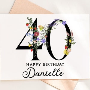 40th Birthday Card, Friend Birthday Card, Personalized with Name, 40th Birthday Card Customized, Forty Birthday Card, Fortieth Birthday