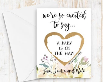 Pregnancy Reveal Card, Pregnancy Announcement Card, Scratch off We're Expecting Cards, Pregnancy Cards, Pregnancy Reveal Announcement