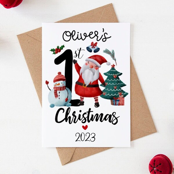 First Christmas Baby Card, PERSONALIZED Christmas Card, Baby's 1st Christmas Card, Christmas Baby Card Christmas Card, First Xmas Card Baby