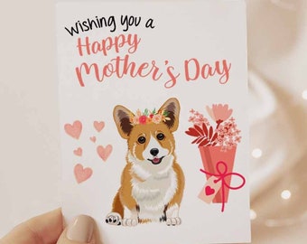 Mother's Day Card, Card for Mom, Cute Mother's Day Card, Corgi Mother's Day Card, Happy Mother's Day Card, Corgi Card, Adorable Card for Mom