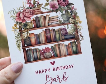 Book Birthday Card, Personalized Birthday Card, Cute Birthday Card Personalized with Name, Birthday Card With Name, Book Lover Birthday