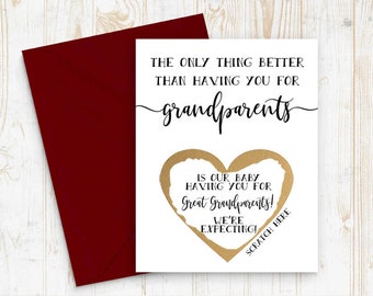 Scratch Off Card Pregnancy Reveal to Grandparents - Pregnancy Announcement - New Great Grandparents - only thing better card