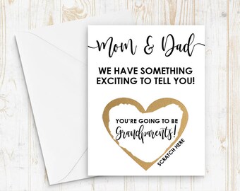 Pregnancy Reveal to Parents - You're going to be grandparents! - Scratch off Pregnancy Announcement - Grandparents to be card