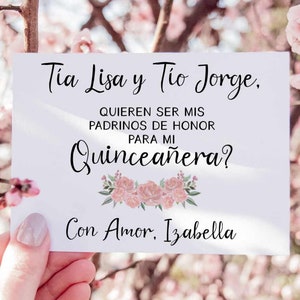 Spanish Godparents Quieren ser mis Padrinos de honor para mi quinceañera? Proposal Card - Quince padrinos Card - quinceanera padrinos