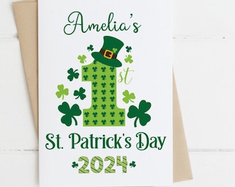 First St. Patrick's Day Baby Card, PERSONALIZED St Patricks Card, Baby's 1st Saint Patricks Day Card, Baby Card, Baby's First Paddys Day