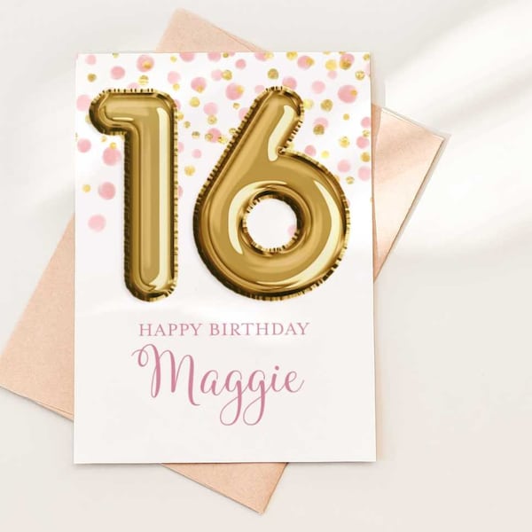 16th Birthday Card, Friend Birthday Card, Personalized with Name, 16th Birthday Card Customized, Sweet Sixteen Birthday Card, 16th Bday Card