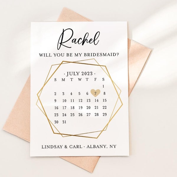 Bridesmaid Proposal Calendar, Save The Date, Bridesmaid Calendar Card, Will you be my Bridesmaid? wedding date card for bridesmaid box