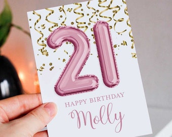 21st Birthday Card, Friend Birthday Card, Personalized with Name, 21st Birthday Card Customized, Twenty One Birthday Card, 21st Bday