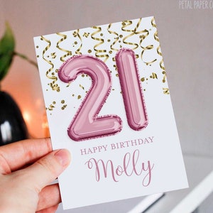 21st Birthday Card, Friend Birthday Card, Personalized with Name, 21st Birthday Card Customized, Twenty One Birthday Card, 21st Bday