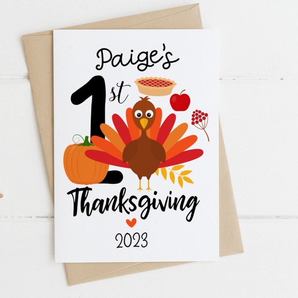 First Thanksgiving Baby Card, PERSONALIZED Thanksgiving Card, Baby's 1st Thanksgiving Card, Thanksgiving Baby Card Thanksgiving Card
