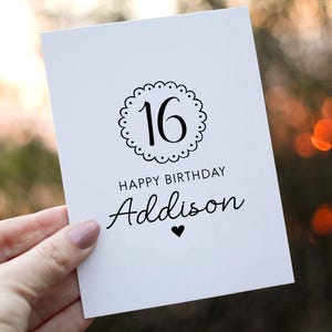 16th Birthday Card, Friend Birthday Card, Personalized with Name, 16th Birthday Card Customized, Sweet Sixteen Birthday Card, 16th Bday