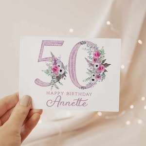50th Birthday Card, Friend Birthday Card, Personalized with Name, 50th Birthday Card Customized, Fifty Birthday Card, Fiftieth Birthday