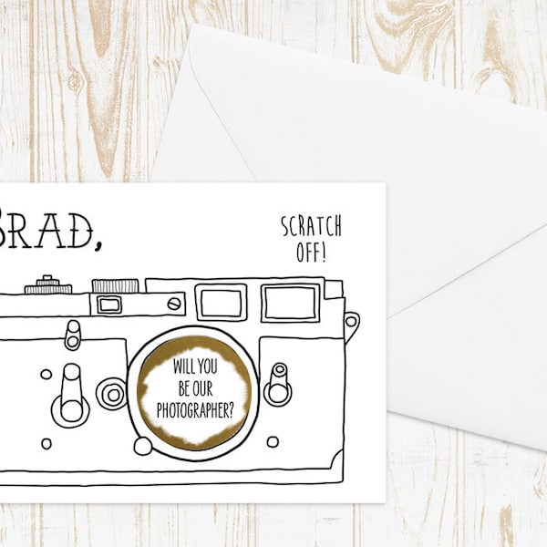 Scratch Off PERSONALIZED Will you be our photographer Card - Photographer Ask Card with Metallic Envelope