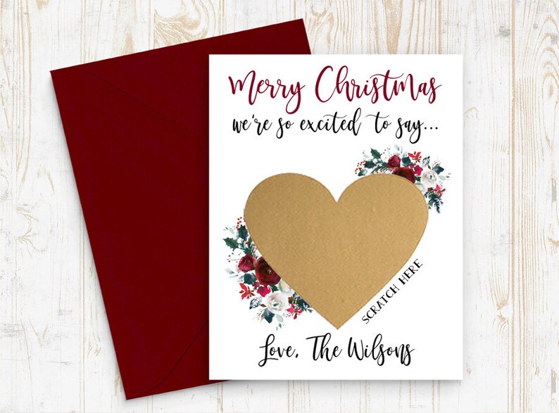 Card Personalized for friends or family Christmas cards Christmas Card Pregnancy Reveal Set of 4 OR MORE Scratch Off A baby is on the way