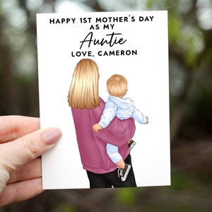 Mothers Day Card For Aunt, First Mother&#39;s Day Card, Auntie Mother&#39;s Day Card, Happy 1st Mothers Day Card For Godmother, Nanny, PERSONALIZED