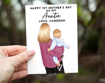 Mothers Day Card For Aunt, First Mother's Day Card, Auntie Mother's Day Card, Happy 1st Mothers Day Card For Godmother, Nanny, PERSONALIZED