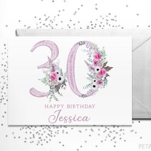 30th Birthday Card, Friend Birthday Card, Personalized with Name, 30th Birthday Card Customized, Thirty Birthday Card, Thirtieth For Her