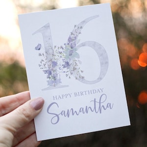 16th Birthday Card, Friend Birthday Card, Personalized with Name, 16th Birthday Card Customized, Sweet Sixteen Birthday Card, 16th Bday