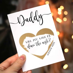 Will you walk me down the aisle? Scratch Off Card - Father, Dad, Mom, Brother Ask Card Personalized with Metallic Envelope