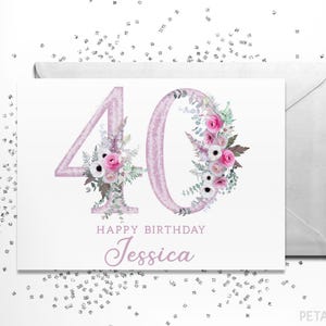 40th Birthday Card, Friend Birthday Card, Personalized with Name, 40th Birthday Card Customized, Forty Birthday Card, Fortieth Birthday