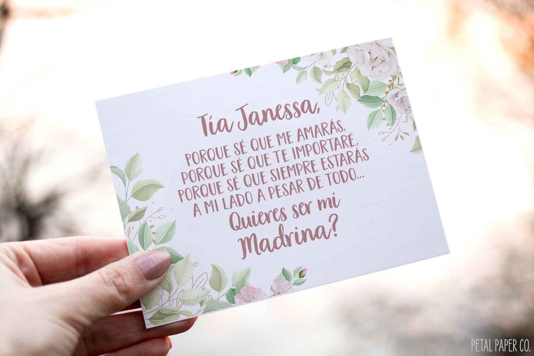 SPANISH Godmother Madrina Proposal Card Madrina Card Quieres Ser Mi Madrina Personalized Card