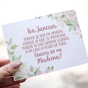 SPANISH Godmother Madrina Proposal Card - Madrina Card - Quieres ser mi Madrina? Personalized Card with Metallic Envelope