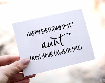 Funny Aunt Birthday Card, Happy Birthday Aunt, Card From Niece, Birthday Card For Aunt, Funny Aunt Card, From Your Favorite Niece Card