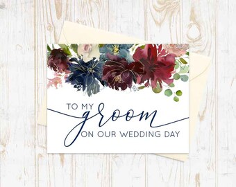 To my groom on our wedding day - Greeting Card Note Card - Wedding day Card for Groom with Metallic Envelope Wedding Stationery