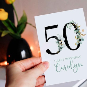 50th Birthday Card, Friend Birthday Card, Personalized with Name, 50th Birthday Card Customized, Fifty Birthday Card, Fiftieth Birthday