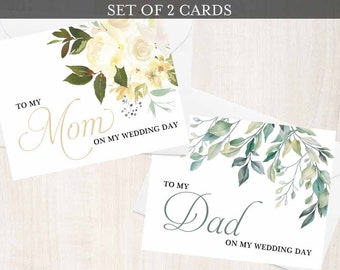 Wedding Day Cards Bundle Set of 2, To My Mom Card, To My Dad Card, Mother of the Bride Card, Father of the Bride Card, Mother of the Bride