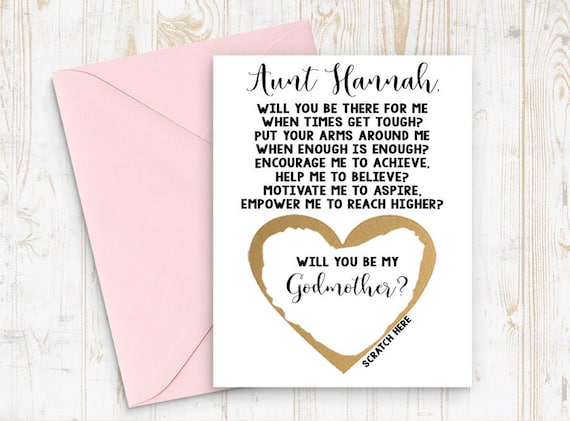 Card Scratch Off Will you be my Godmother Godmother Godparents Godfather Asking card with Metallic Envelope