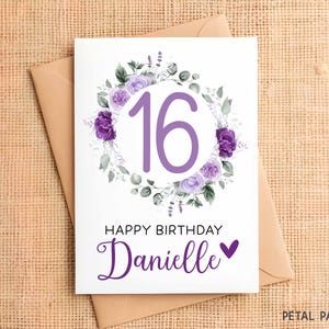 16th Birthday Card, Friend Birthday Card, Personalized with Name, 16th Birthday Card Customized, Sweet Sixteen Birthday Card, Sweet 16