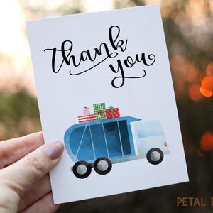 Garbage Truck Christmas Card, Garbage Man Card Happy Holidays, Thank You Card for Waste Collector, Card for Waste Service, waste collector