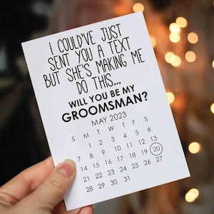 Funny Groomsman Card, Groomsman Calendar Proposal Card - Best Man, Groomsman, Ring Bearer, Bridesman, Man of Honor, Cards for Groomsmen