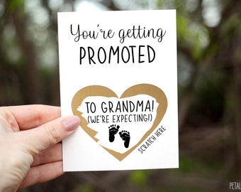 Pregnancy Reveal To Mom - You're Getting Promoted to Grandma We're Expecting, Pregnancy Reveal Card To Mother, pregnancy announcement card