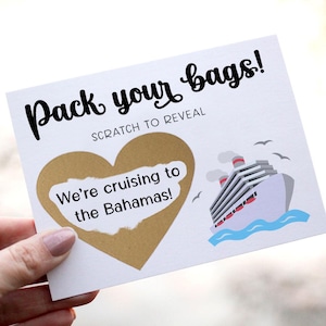 Scratch Off Pack Your Bags Surprise Travel Card Scratch Off Card, Surprise Vacation Card, We&#39;re Going on a Cruise, Vacation Gift Scratch off