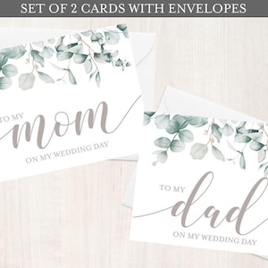 Wedding Day Cards Bundle, Set of 2, To My Mom Card, To My Dad Card, Mother of the Bride Card, Father of the Bride Card, Mother of the Bride