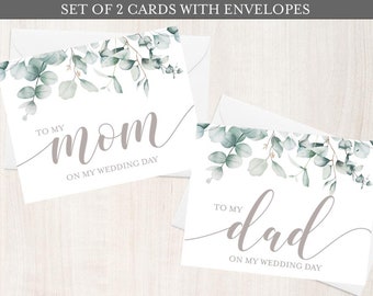 Wedding Day Cards Bundle, Set of 2, To My Mom Card, To My Dad Card, Mother of the Bride Card, Father of the Bride Card, Mother of the Bride