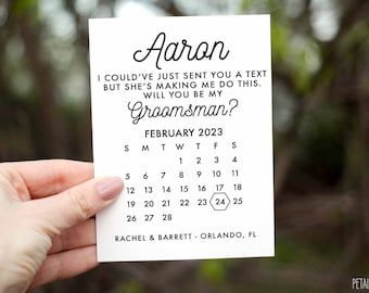Funny Groomsman Card, Groomsman Calendar Proposal Card - Best Man, Groomsman, Ring Bearer, Bridesman, Man of Honor, Groomsmen Calendar Card