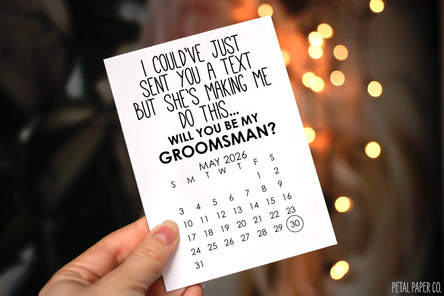 Funny Groomsman Card, Groomsman Calendar Proposal Card - Best Man, Groomsman, Ring Bearer, Bridesman, Man of Honor, Cards for Groomsmen