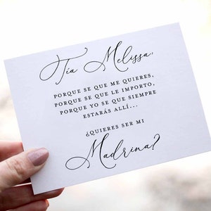 SPANISH Godmother Madrina Proposal Card - Madrina Card - Quieres ser mi Madrina? Personalized Card with Metallic Envelope