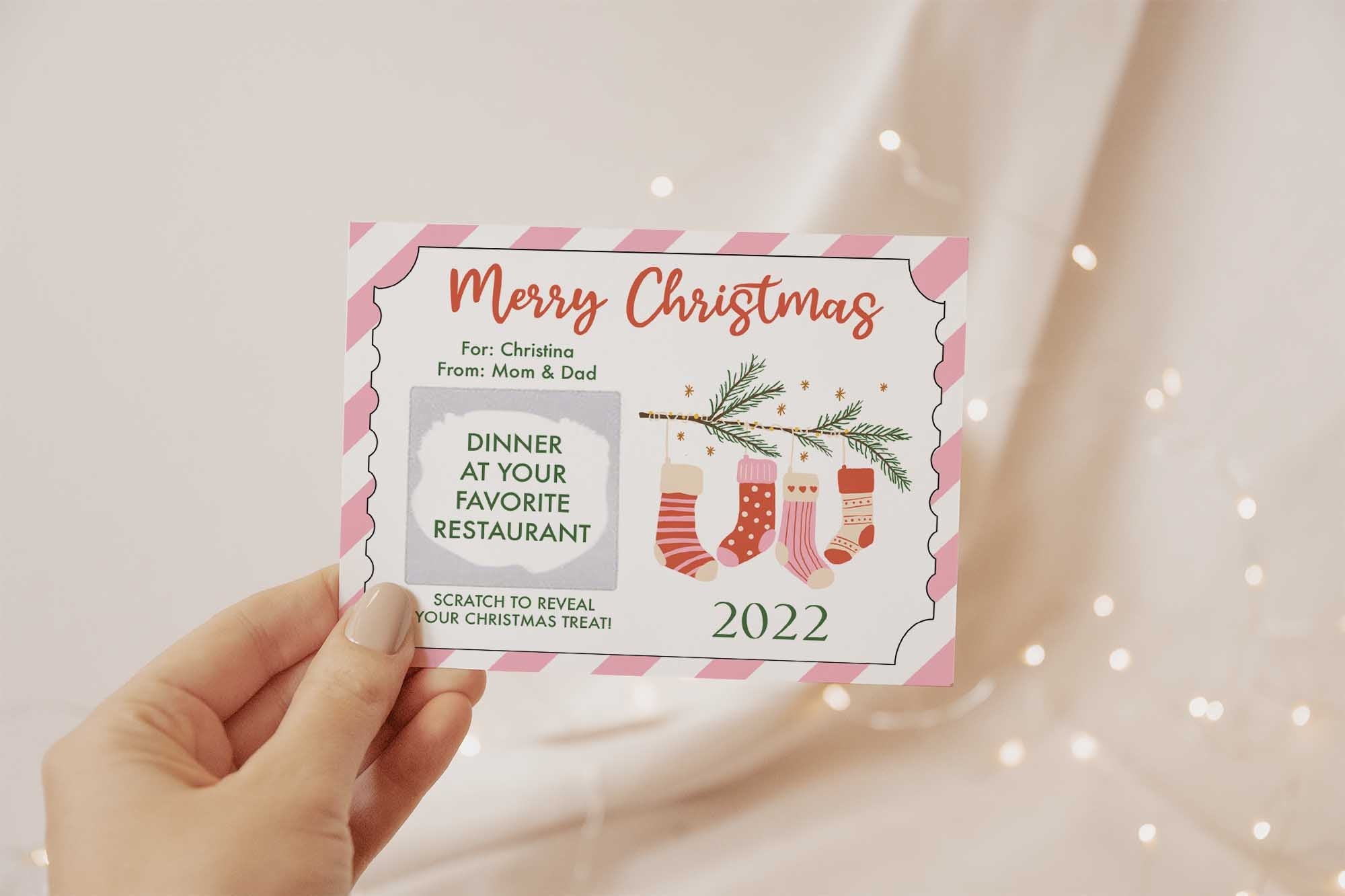 Custom Scratch off Christmas Ticket Card Personalized Scratch Etsy