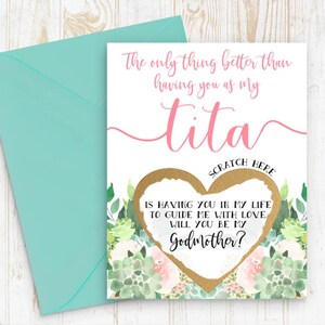 The only thing better than having you as my tita Godmother Proposal Scratch Off Card - Will you be my Godmother - Godmother card for Tita