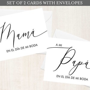 Paquete de tarjetas para el día de la boda en español, juego de 2, A Mi Mama, A Mi Papa, tarjeta para la madre de la novia, tarjeta para el padre de la novia, día de la boda de los padres