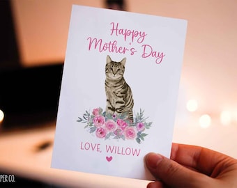 Happy Mothers Day Card For Cat Mom, Cat Mother's Day Card, Cat Mom Mother's Day Card, Happy Mothers Day Card from cat, from the cat card
