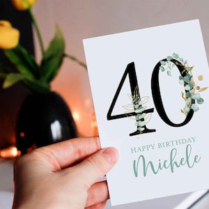 40th Birthday Card, Friend Birthday Card, Personalized with Name, 40th Birthday Card Customized, Forty Birthday Card, Fortieth Birthday