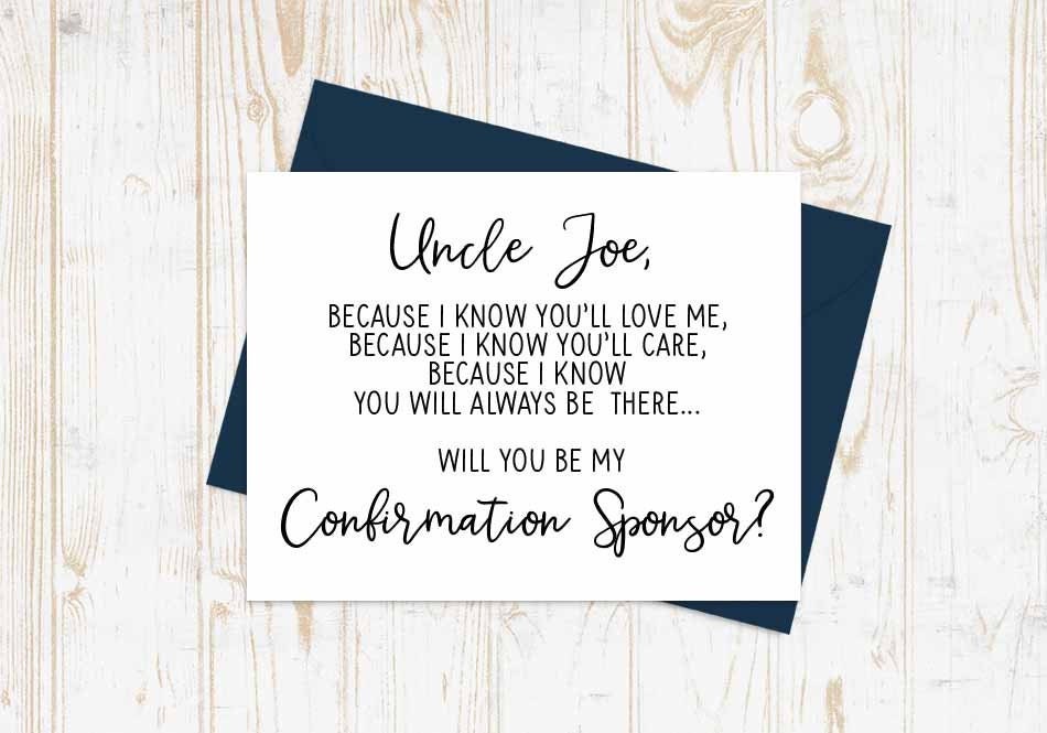 Will You Be My Confirmation Sponsor Card Personalized - Etsy